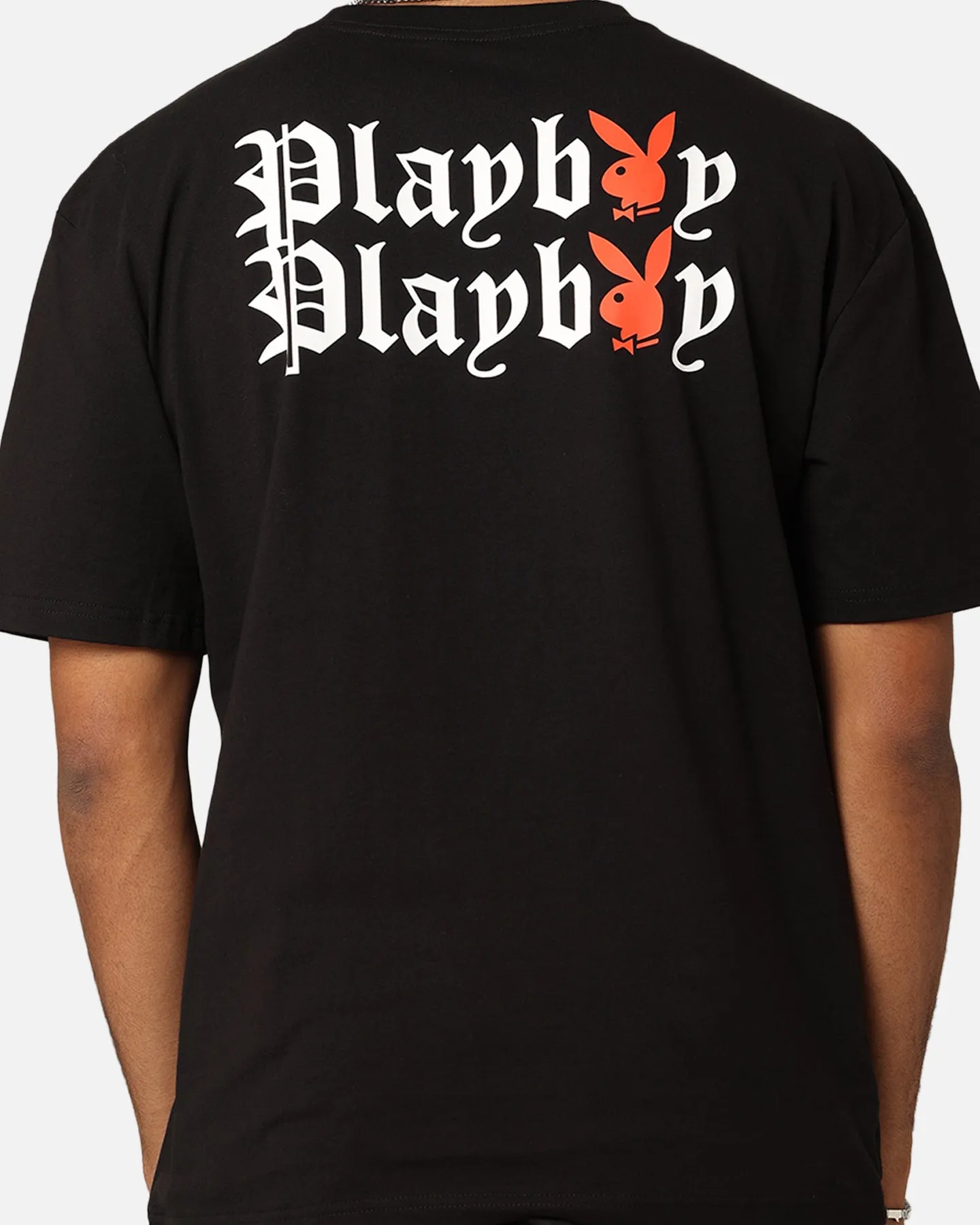 MoistureWicking Technology Soft and Light Wear Playboy Bunny O Gothic Stack T-Shirt Black