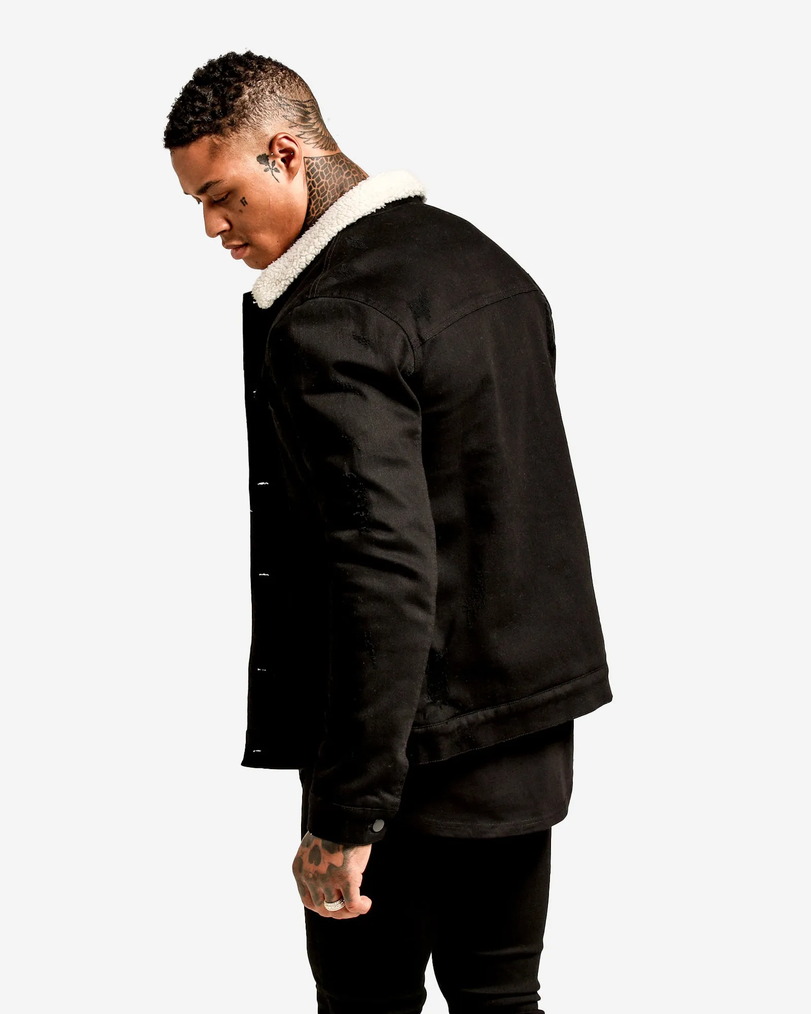 Stand Saint Morta Sherpa Denim Jacket Black