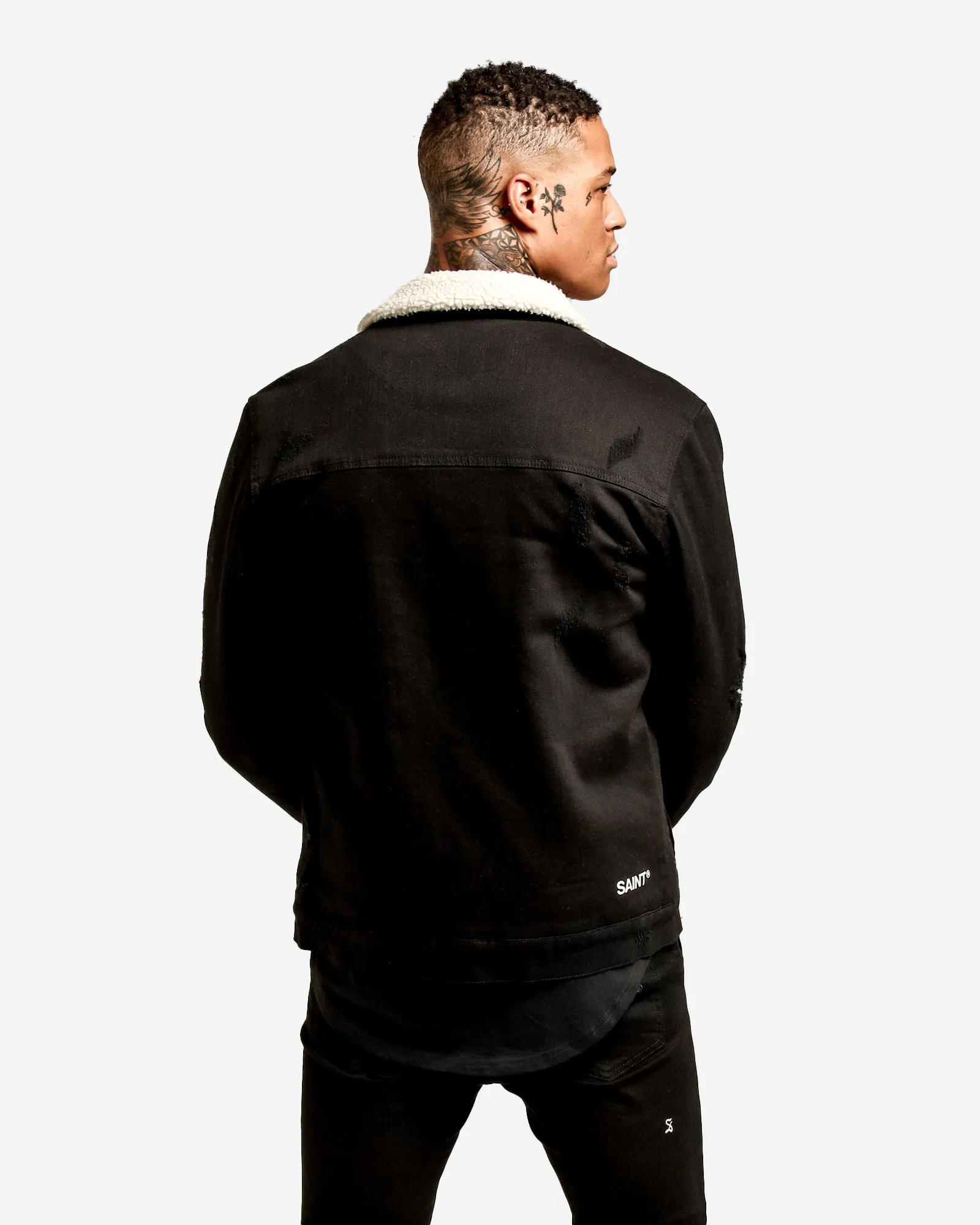 Layer Function suitable for theater performances Saint Morta Sherpa Denim Jacket Black