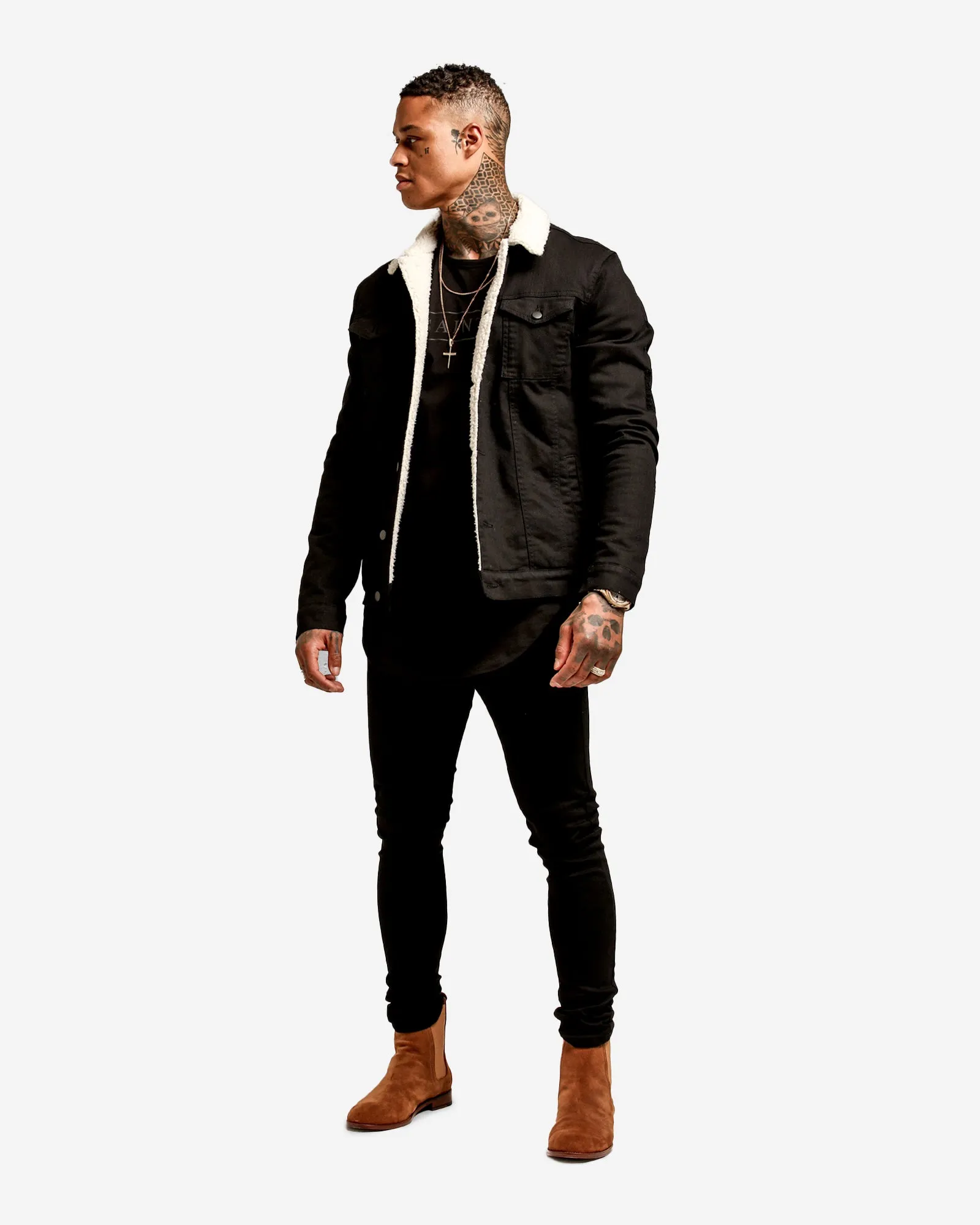Saint Morta Sherpa Denim Jacket Black Breathable Technology All Daywear