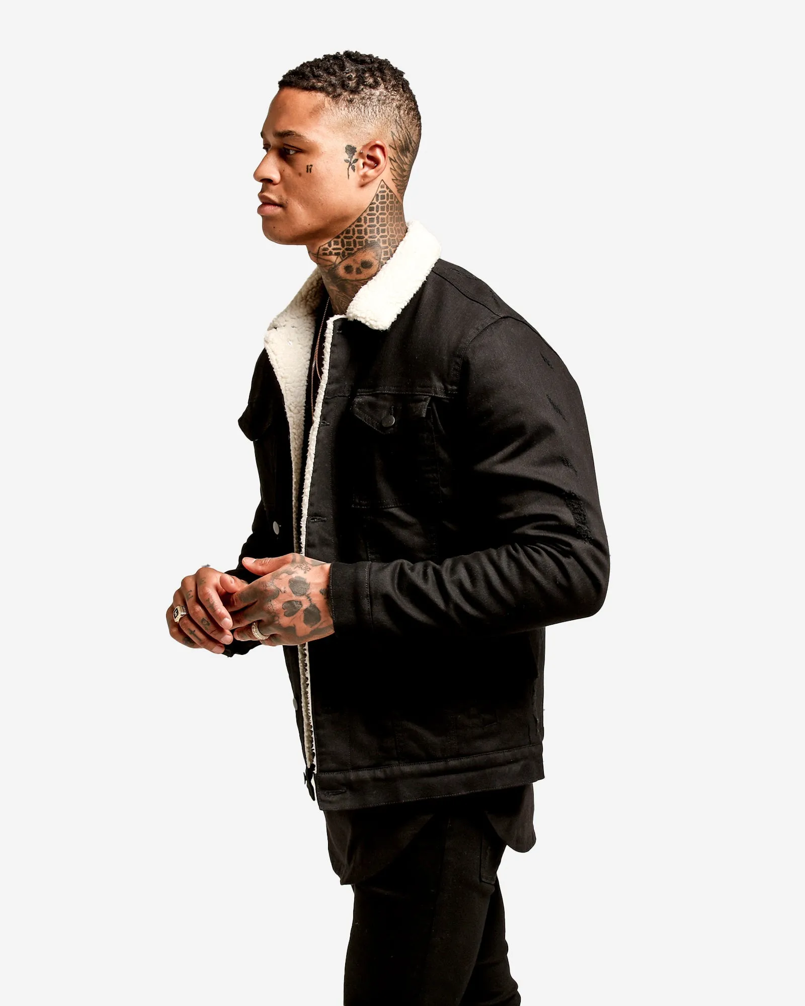 All Weather Versatility Bus Saint Morta Sherpa Denim Jacket Black