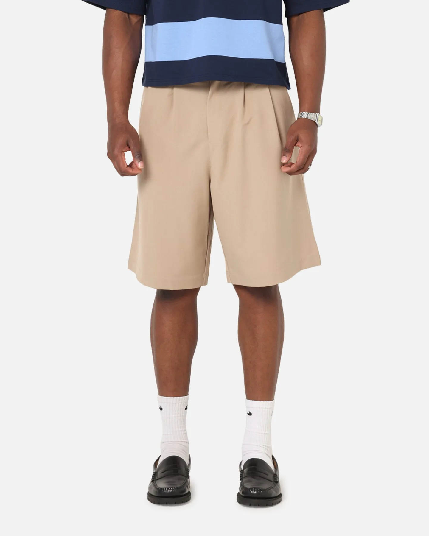 Layering Essential Urban Flex XXIII Baggy Pleated Shorts Tan