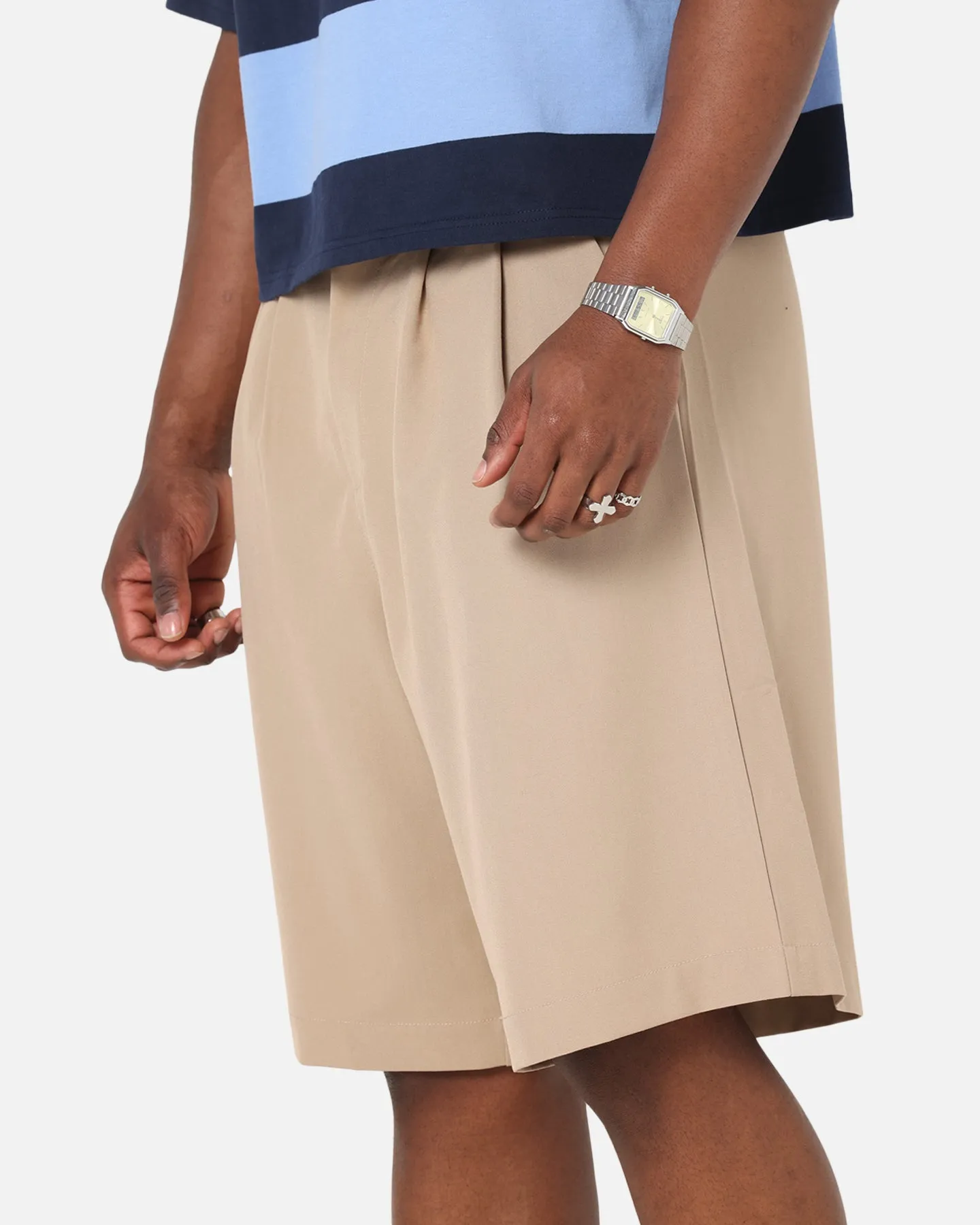 XXIII Baggy Pleated Shorts Tan Adjustable Fit