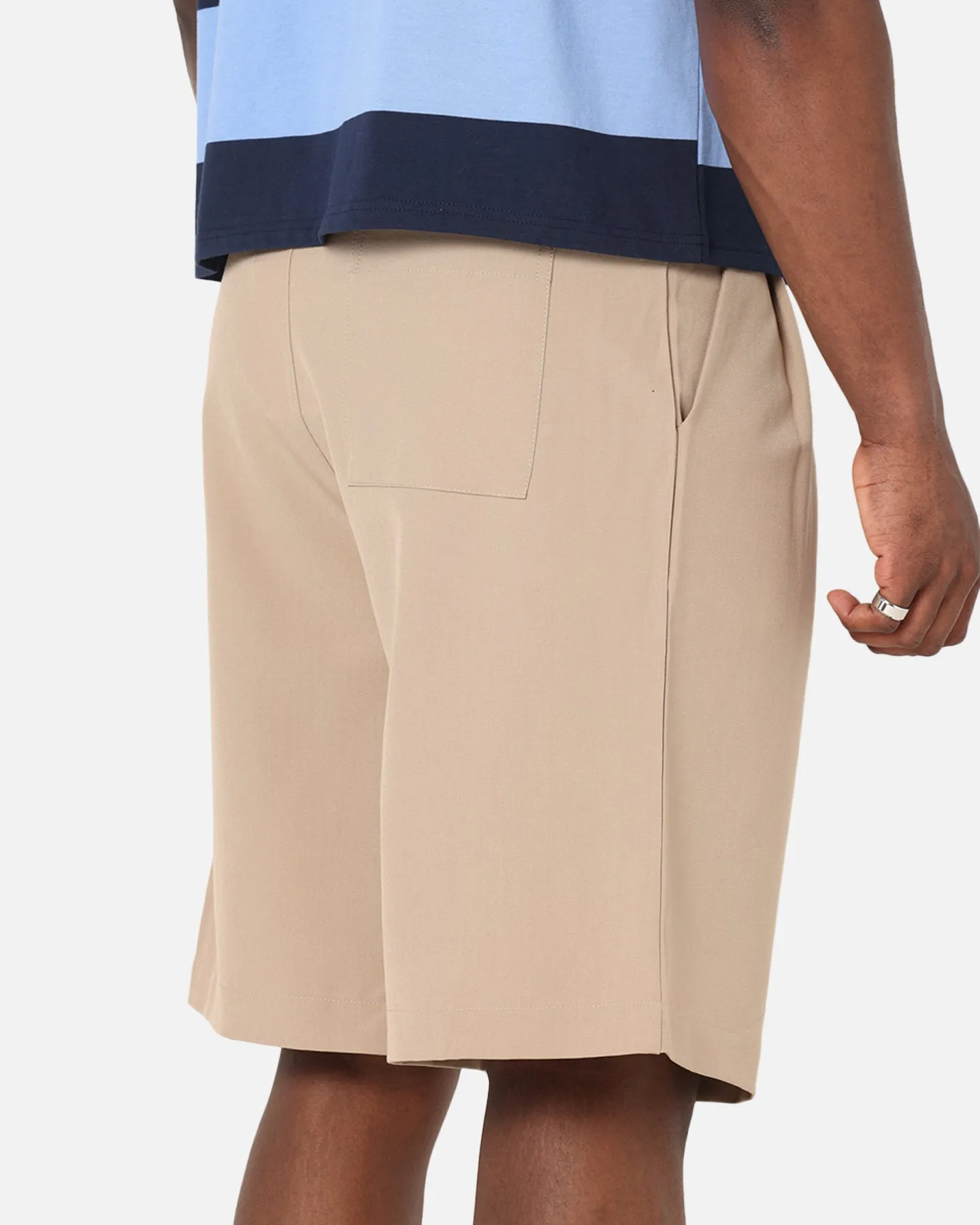 Anti Pilling Fabric Non Slip Waist Grip XXIII Baggy Pleated Shorts Tan