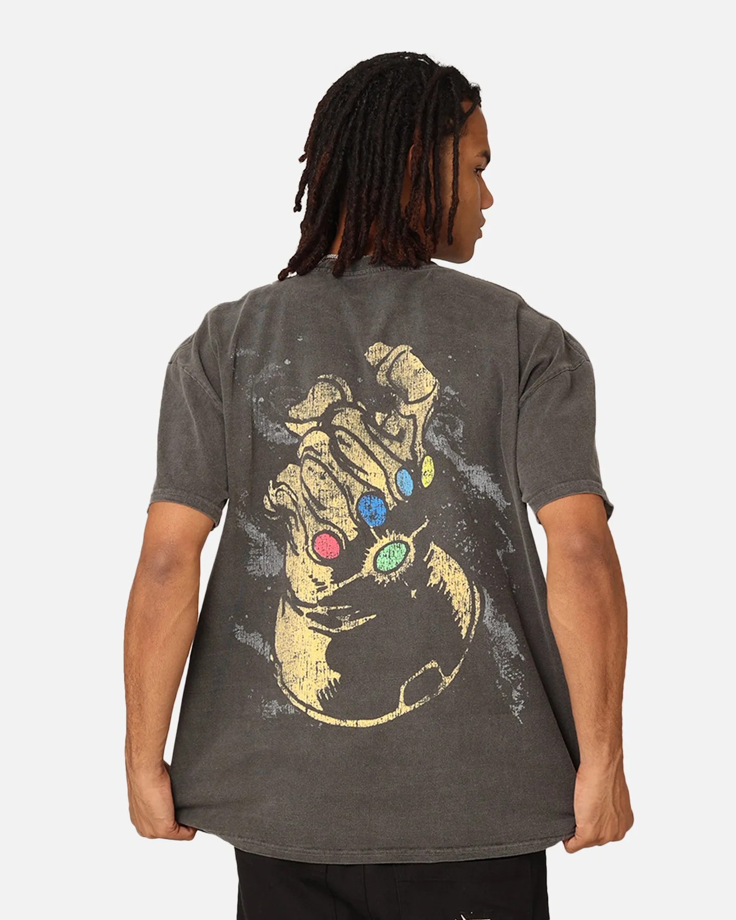 Trendy Look Durable Ribbed Hem Marvel Thanos Vintage T-Shirt Black Wash