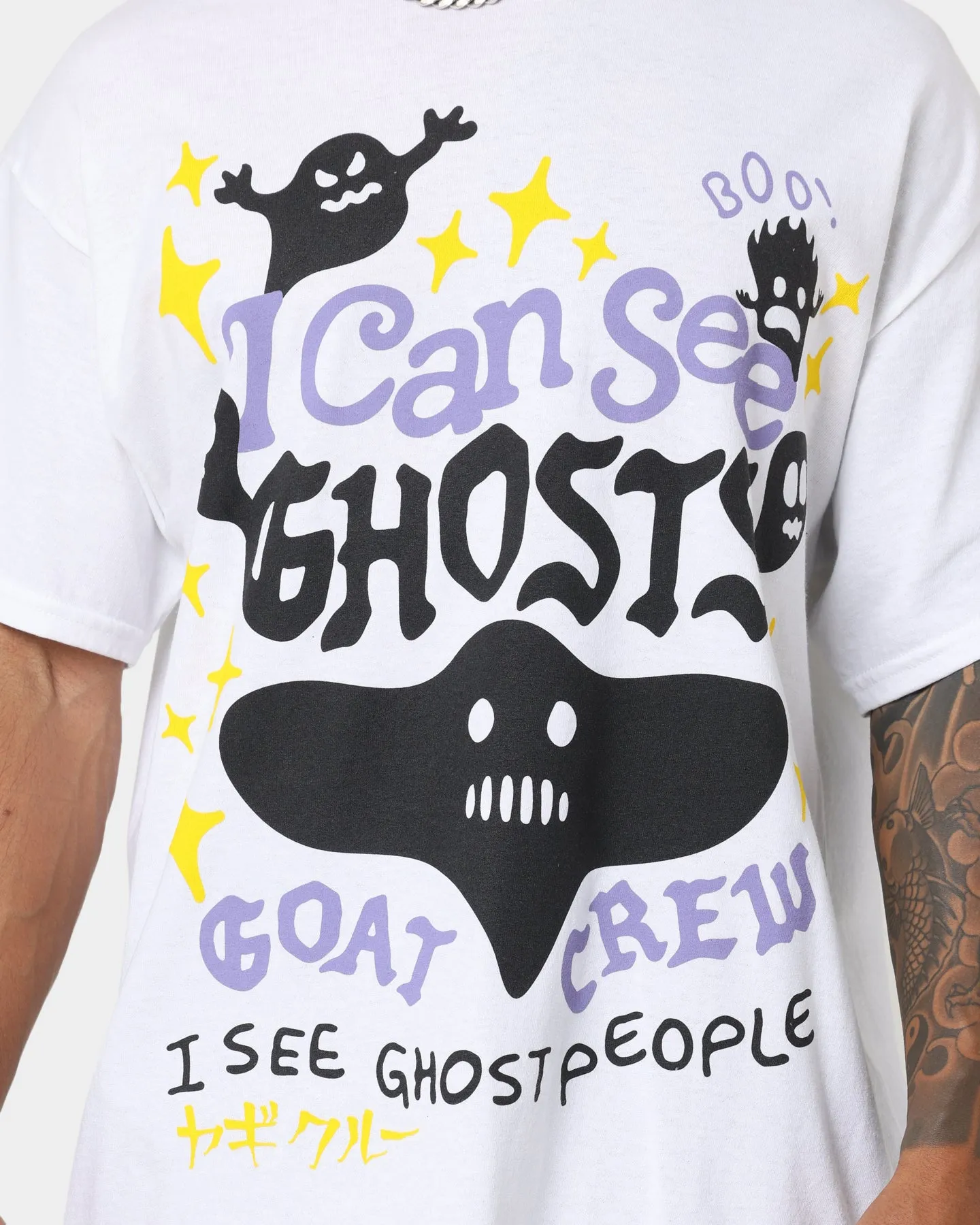 Goat Crew I Can See Ghosts All Over Print T-Shirt White Odor-resistant
