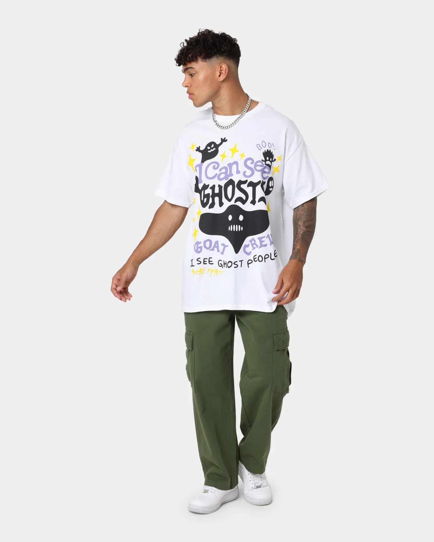 Summer Wardrobe Goat Crew I Can See Ghosts All Over Print T-Shirt White