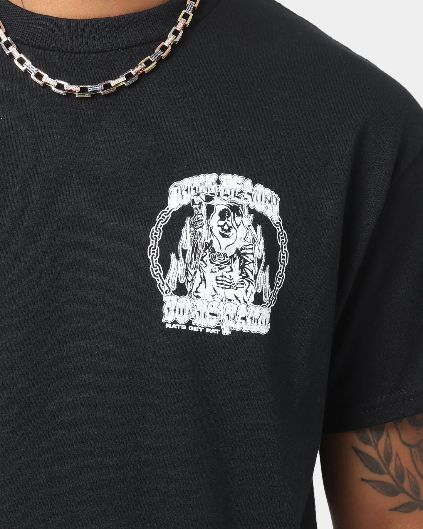 Rats Get Fat Till Death T-Shirt Black Animal Print