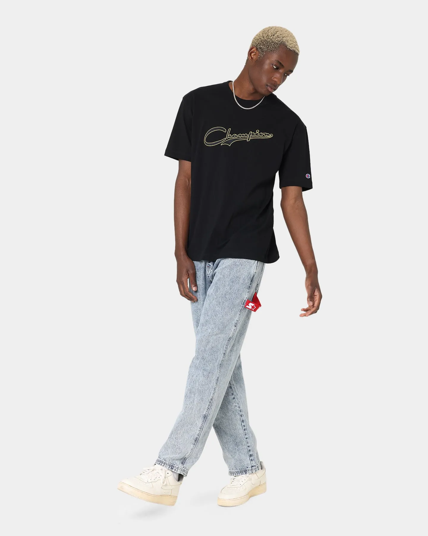 Chilly Day Comfort Light Wear Champion Heritage Collegiate T-Shirt Black/Gold