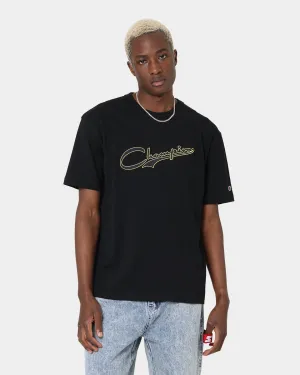 Champion Heritage Collegiate T-Shirt Black/Gold Trendy Vibe Self Fabric Tape