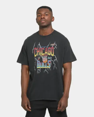 Mitchell & Ness Chicago Bulls Vintage Lightning Short Sleeve T-Shirt Black Wash Recycled Material