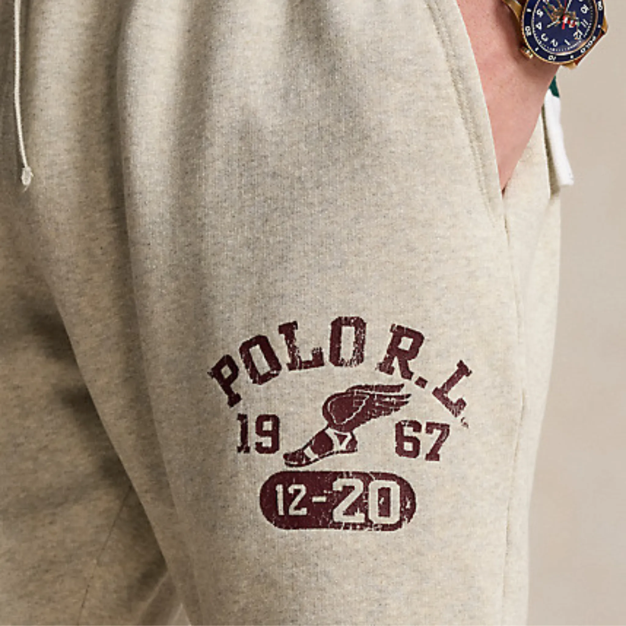 french chic Comfortable Coat Polo Ralph Lauren 6-Inch Logo Fleece Short (Vintage Heather Grey)