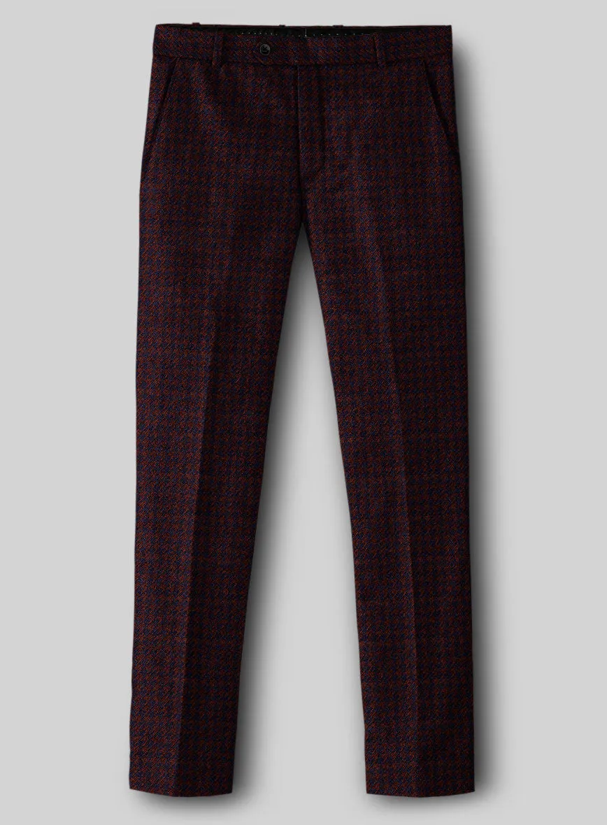 Italian Merlot Houndstooth Tweed Pants Layering Piece Business Precision