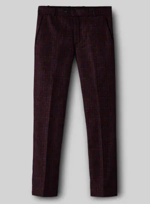 Italian Merlot Houndstooth Tweed Pants Layering Piece Business Precision