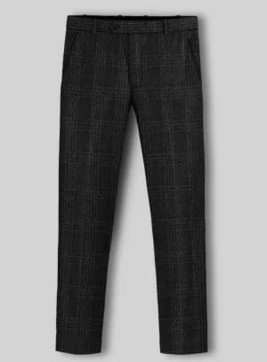 Highlander Black Tartan Tweed Pants Business Style