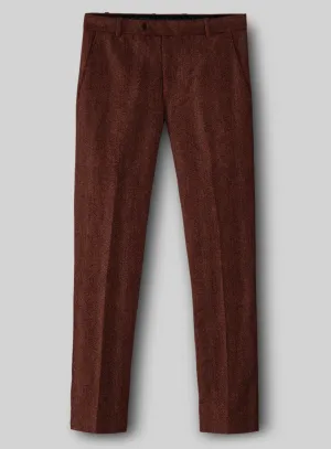 Italian Wide Herringbone Brunette Tweed Pants Friction Reduction Technology