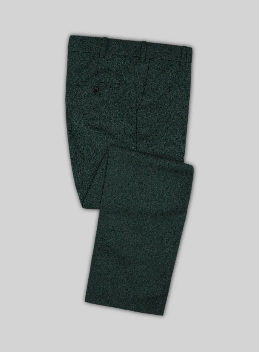 Italian Wool Cashmere Martini Green Pants Work Fit Sharp Fit Wear