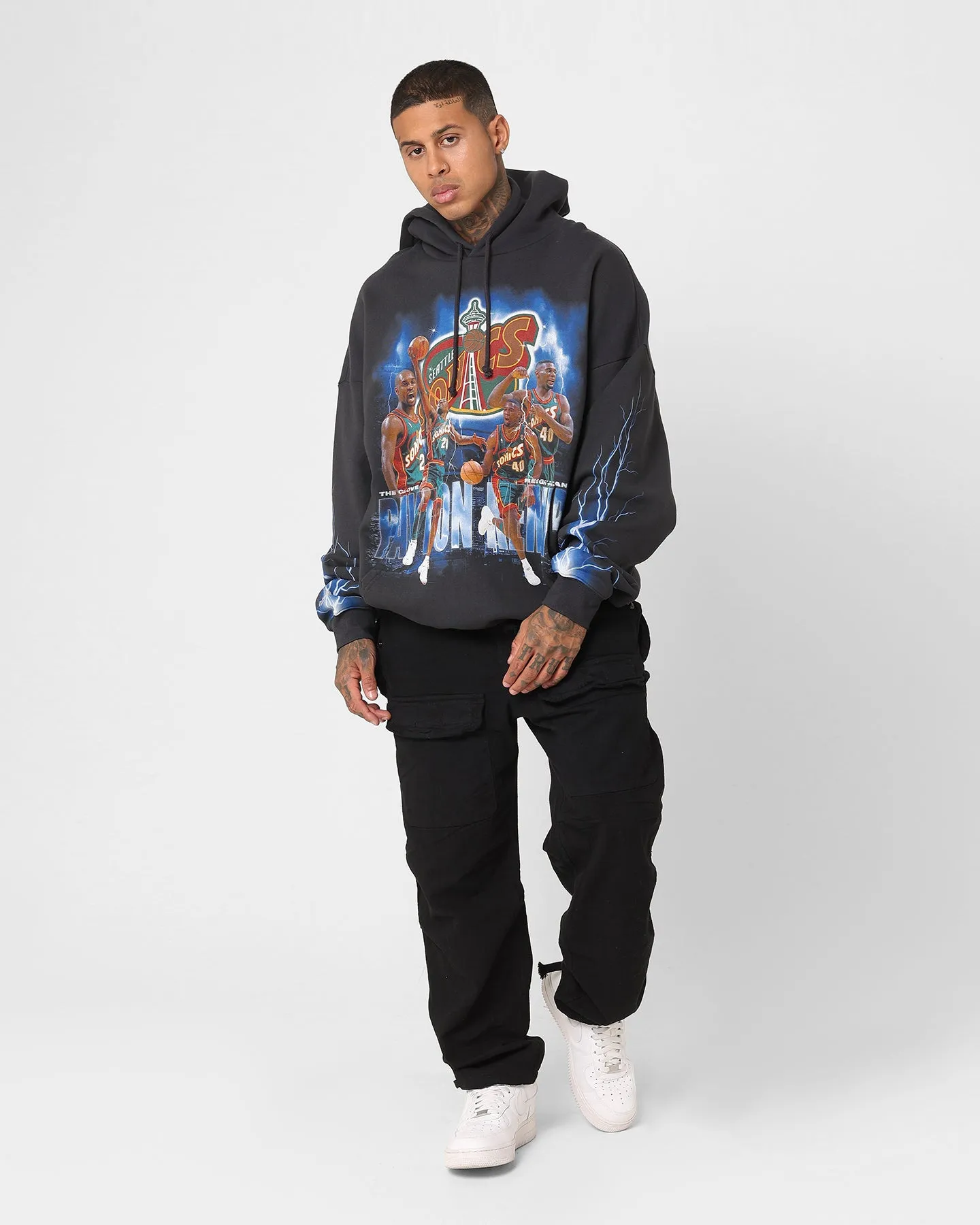Buffalo like Mitchell & Ness Seattle Supersonics Gary Payton and Shawn Kemp Strike Hoodie Faded Black