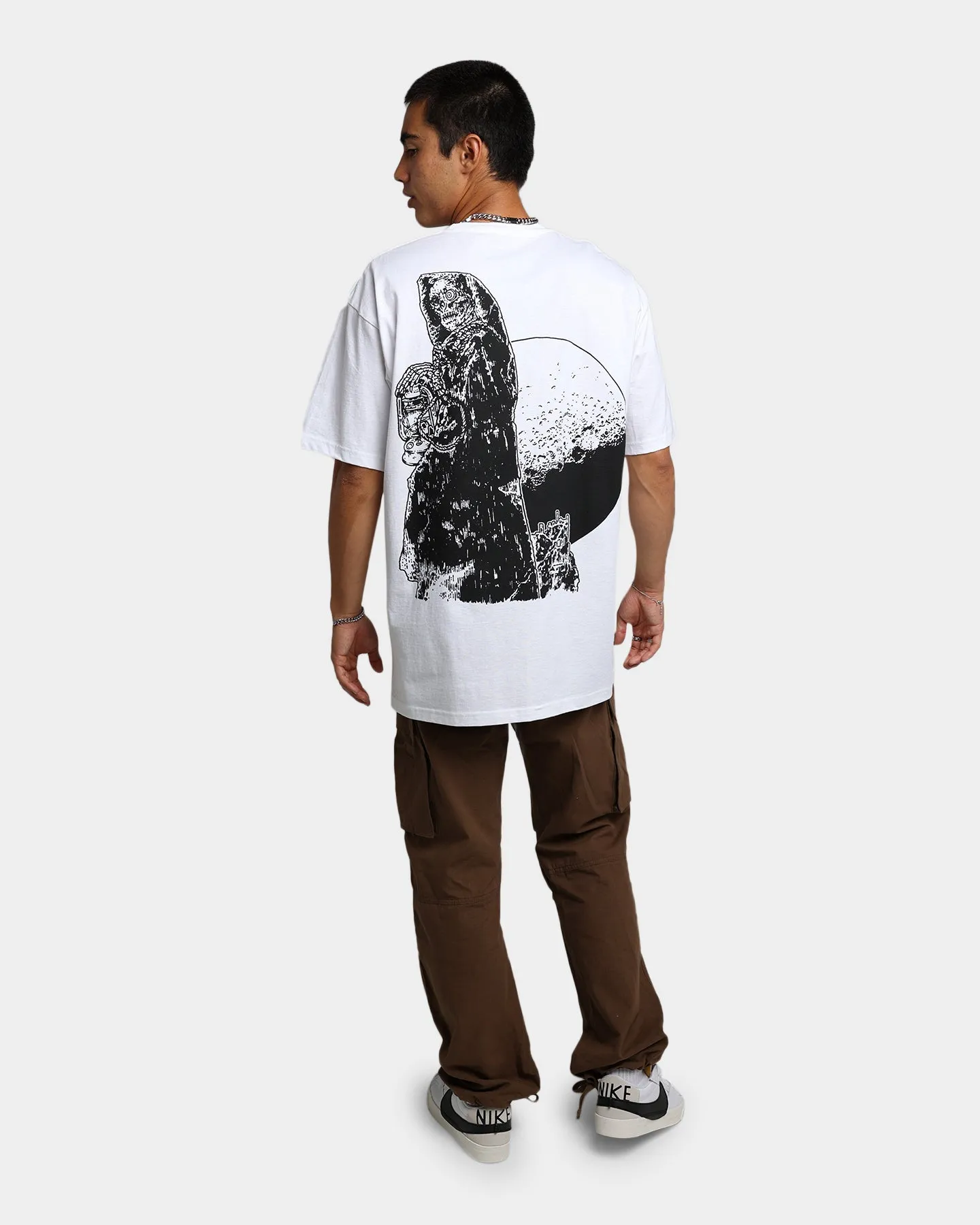Wrinkle Resistant Finish Plus size clothing Rats Get Fat X Funeral French FF Reaper T-Shirt White