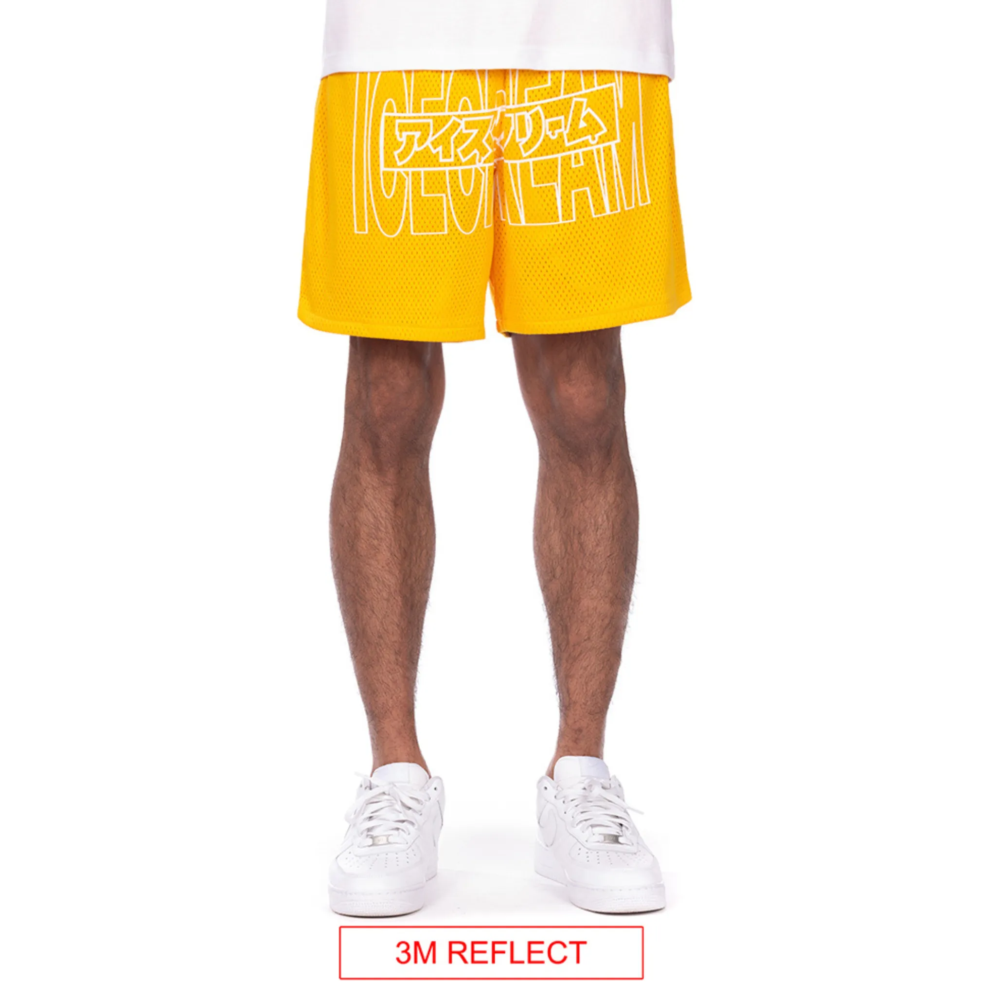 OdorResistant Coating NoSlipWaistband Icecream Katakana Shorts (Gold Fusion)