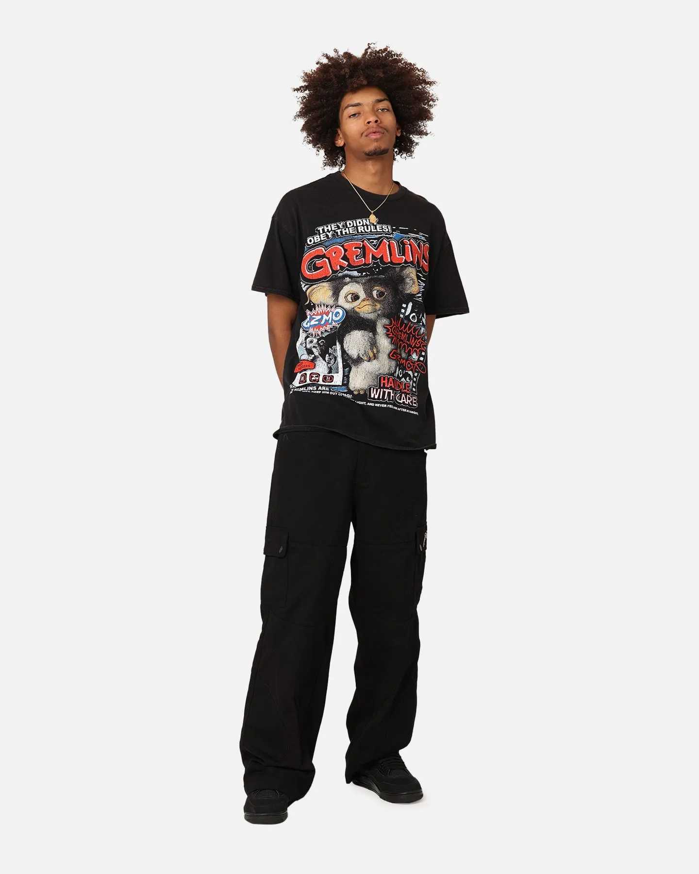 Cool and casual Double Stitched Hem Goat Crew X Gremlins Gremlins Obey Vintage T-Shirt Black Wash