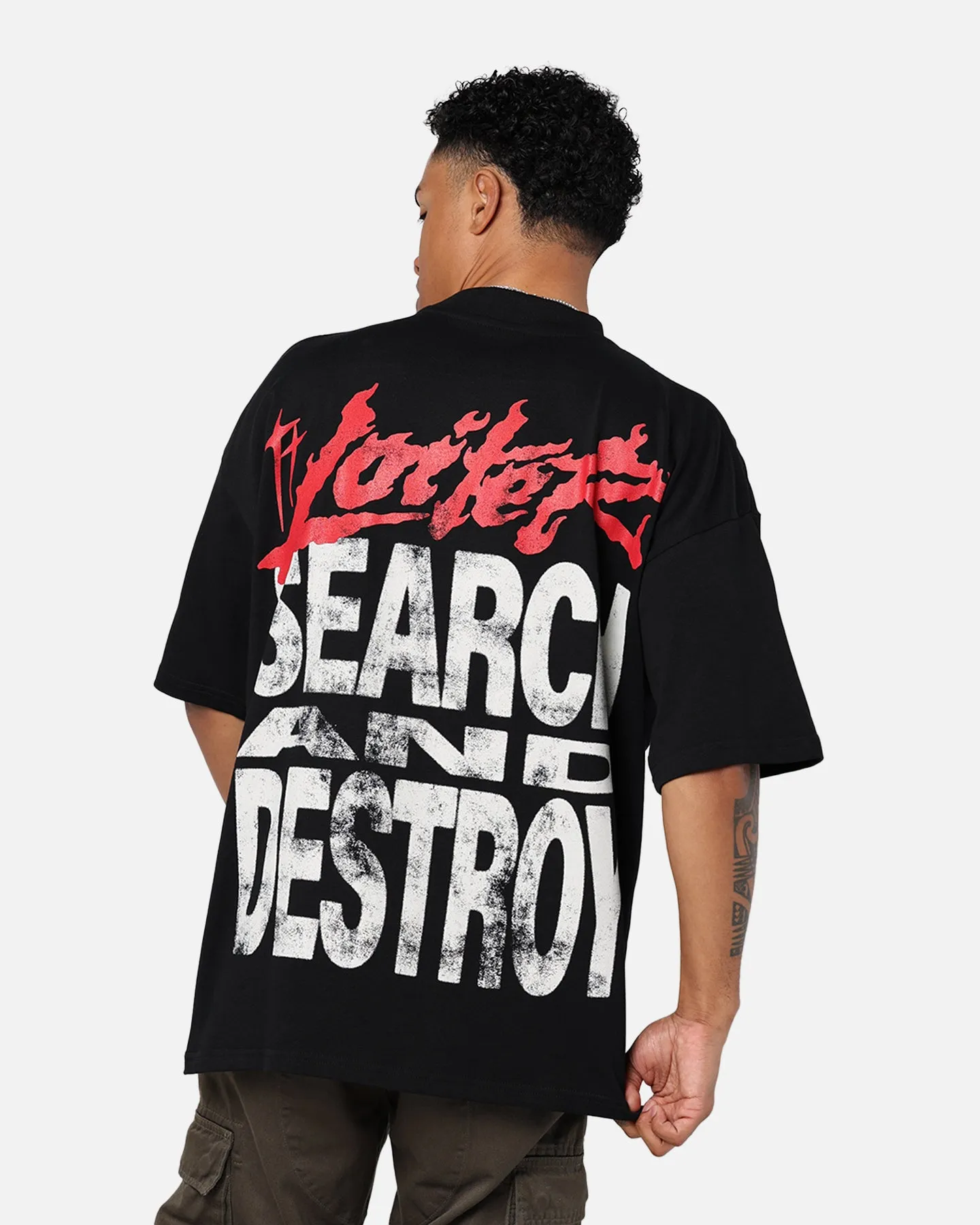 Loiter Search And Destroy Oversized T-Shirt Black Fashionable School spirit