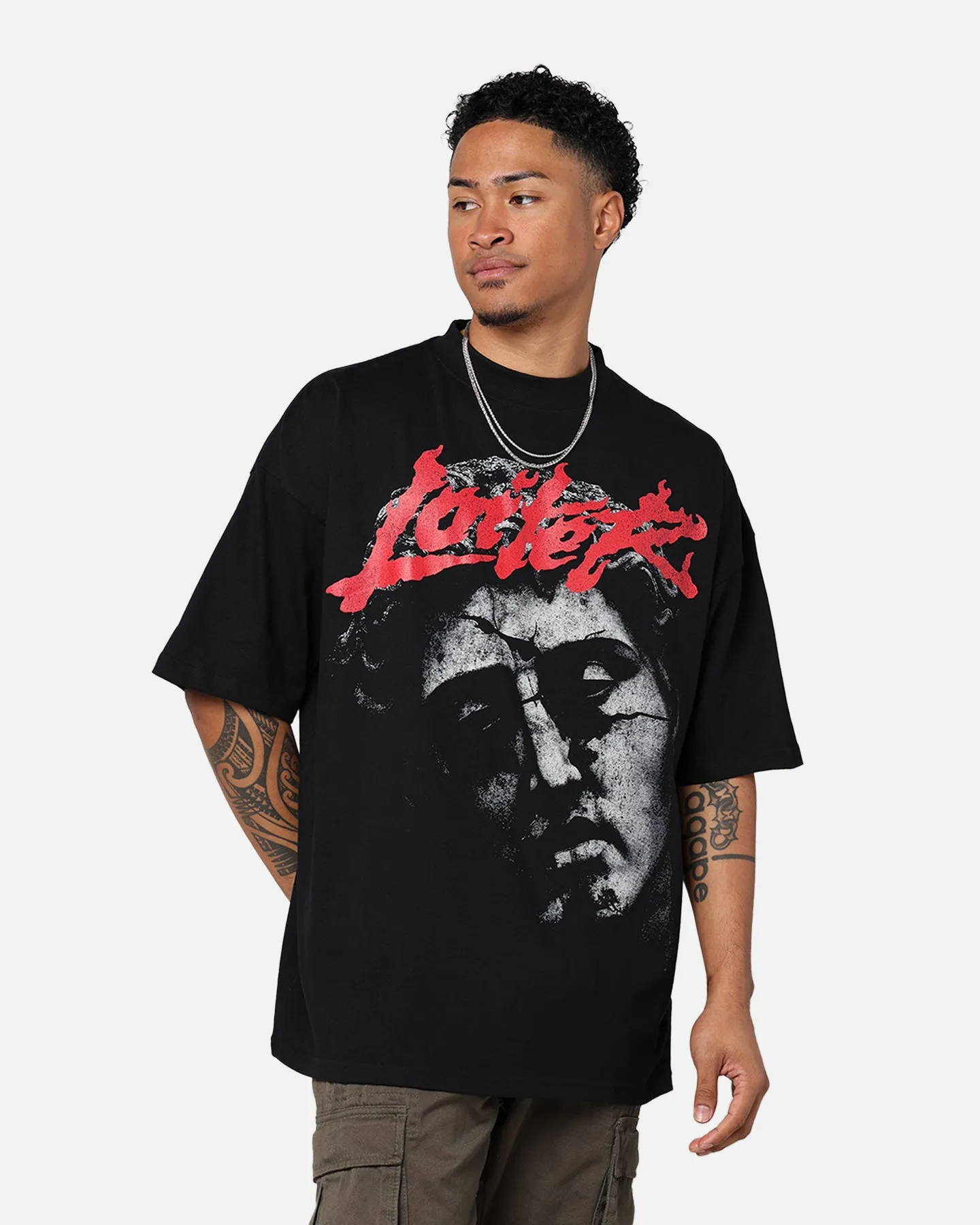 Loiter Search And Destroy Oversized T-Shirt Black Seasonal Staple Anti Pilling Fabric