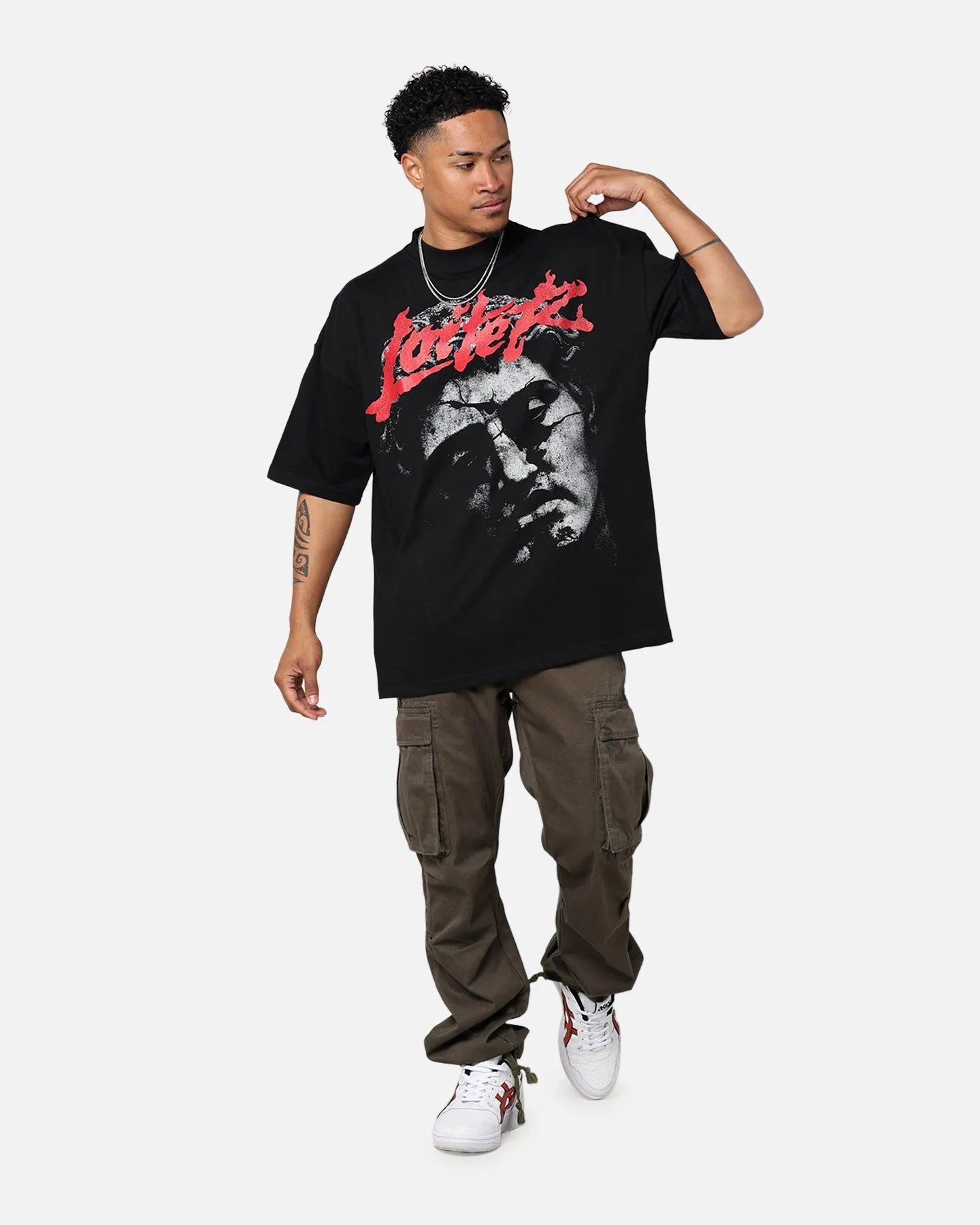 Cashmere combination Loiter Search And Destroy Oversized T-Shirt Black