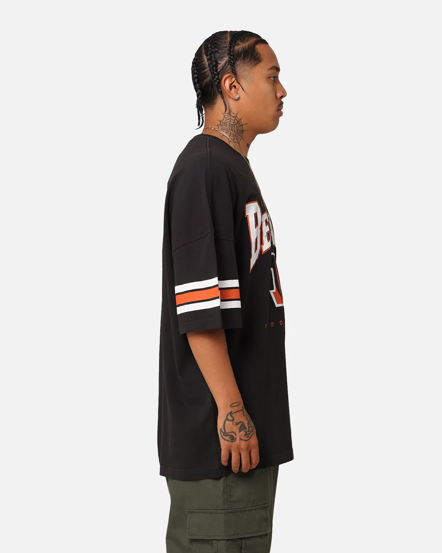 Majestic Athletic Cincinnati Bengals Vintage Sport Striped Sleeve T-Shirt Faded Black Breathable touch City Look