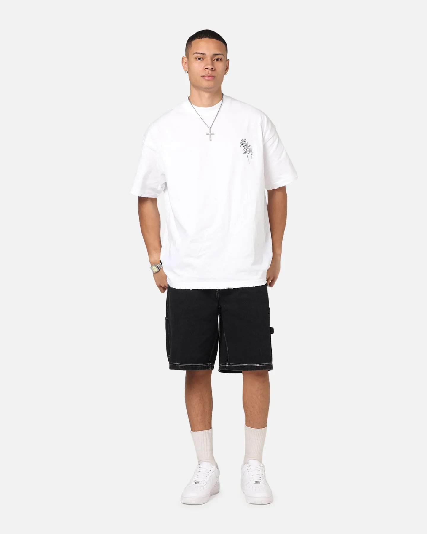 QuickReleaseFastenings Saint Morta Amplus Fray Carpenter Jort Shorts Contrast Black