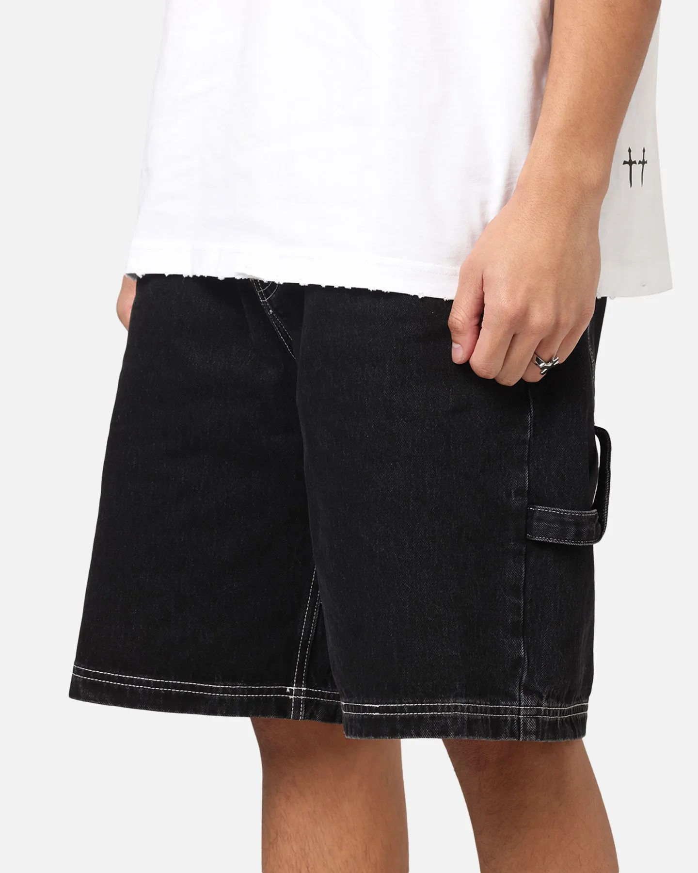 Recycled fibers Saint Morta Amplus Fray Carpenter Jort Shorts Contrast Black