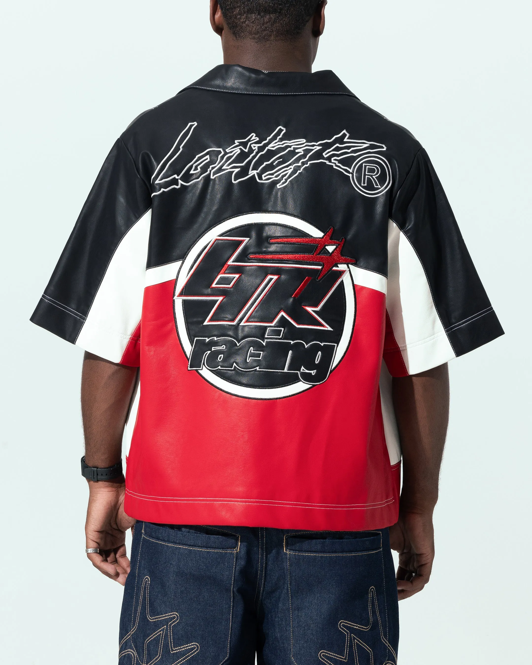 Loiter Racer Button Up Shirt Black/Red suitable for summer sports Flexible Shoulder Panels