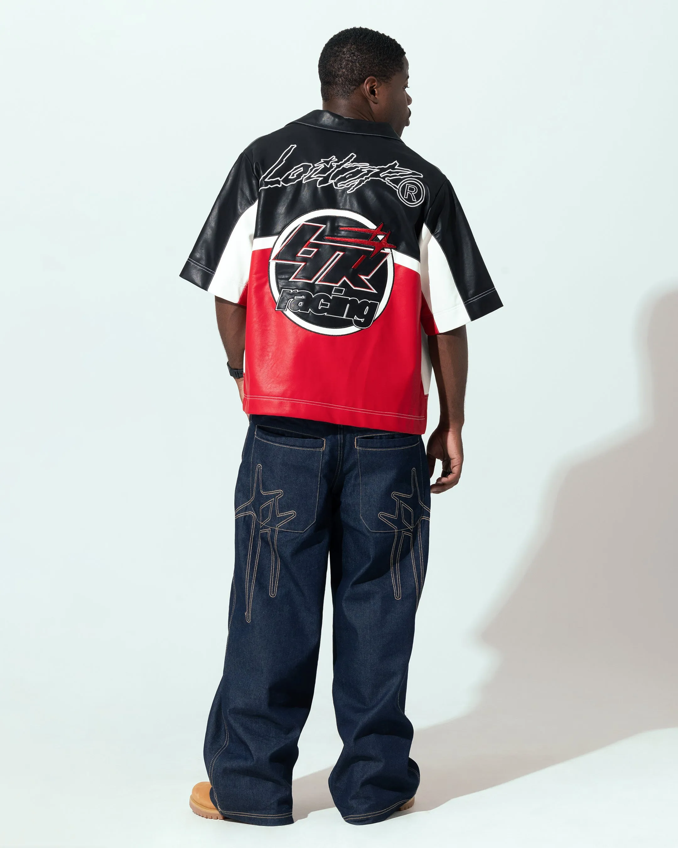 Stain Resistant Loiter Racer Button Up Shirt Black/Red