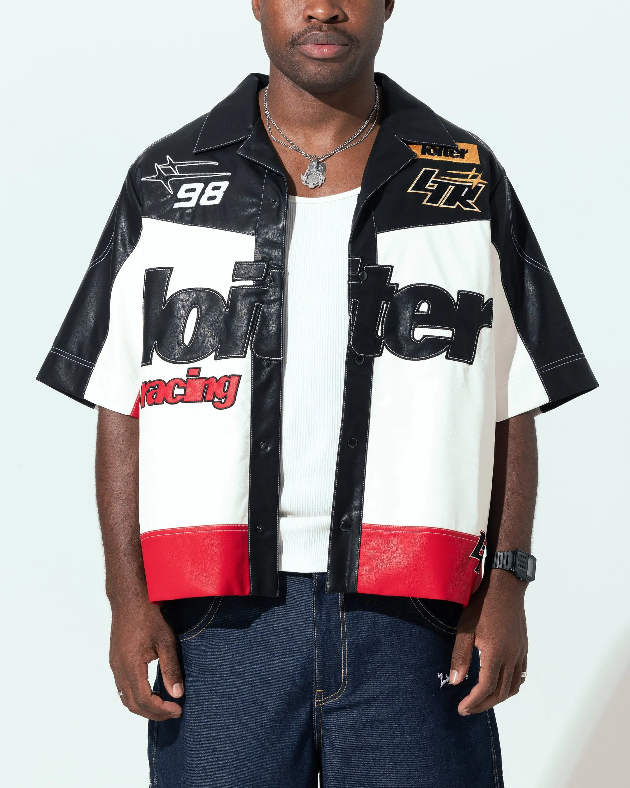 Insulated Lining Loiter Racer Button Up Shirt Black/Red