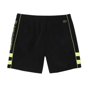 CompressionFreeCuffs Lacoste Men's Relaxed Fit Embroidered Shorts (Black/Flash Yellow)