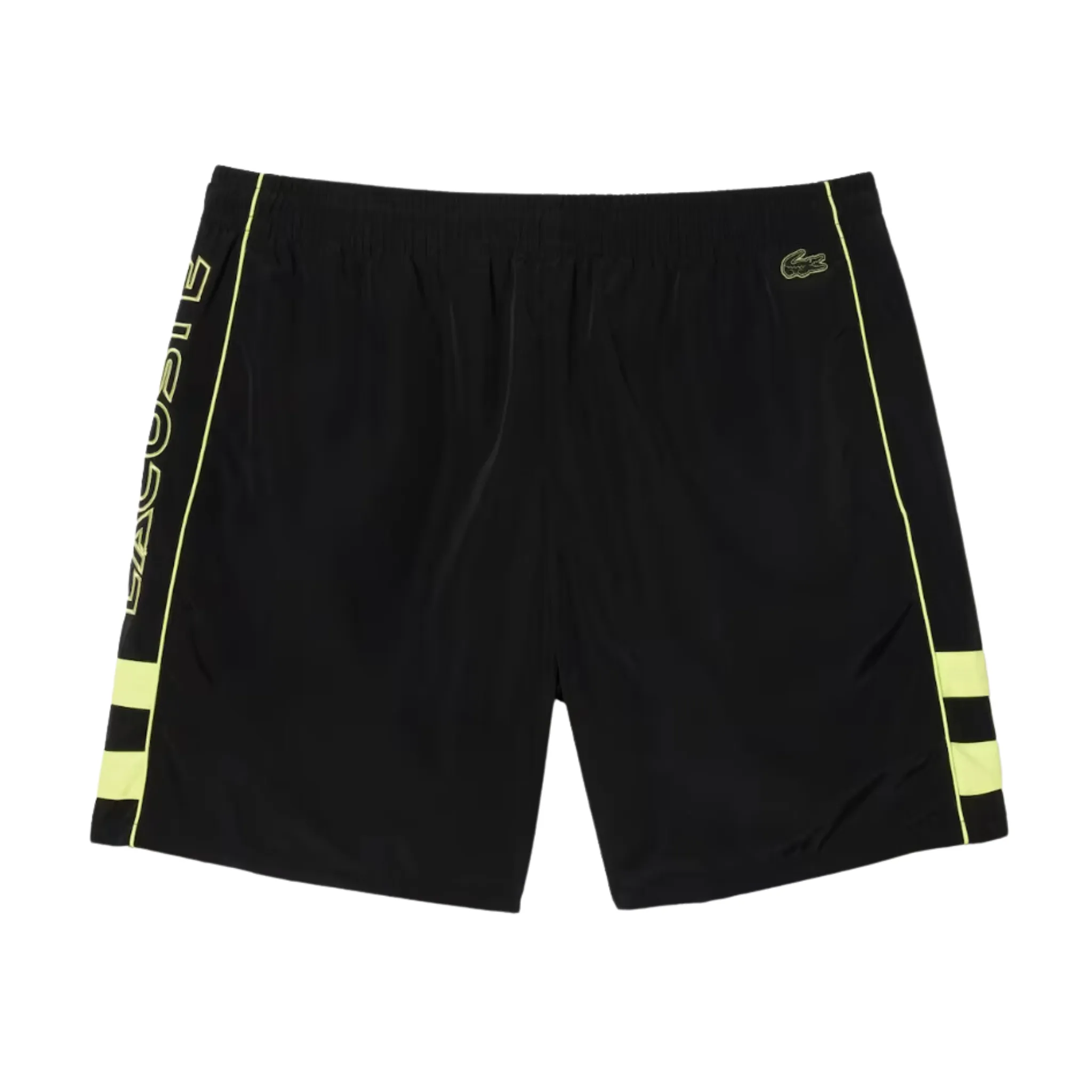 CompressionFreeCuffs Lacoste Men's Relaxed Fit Embroidered Shorts (Black/Flash Yellow)