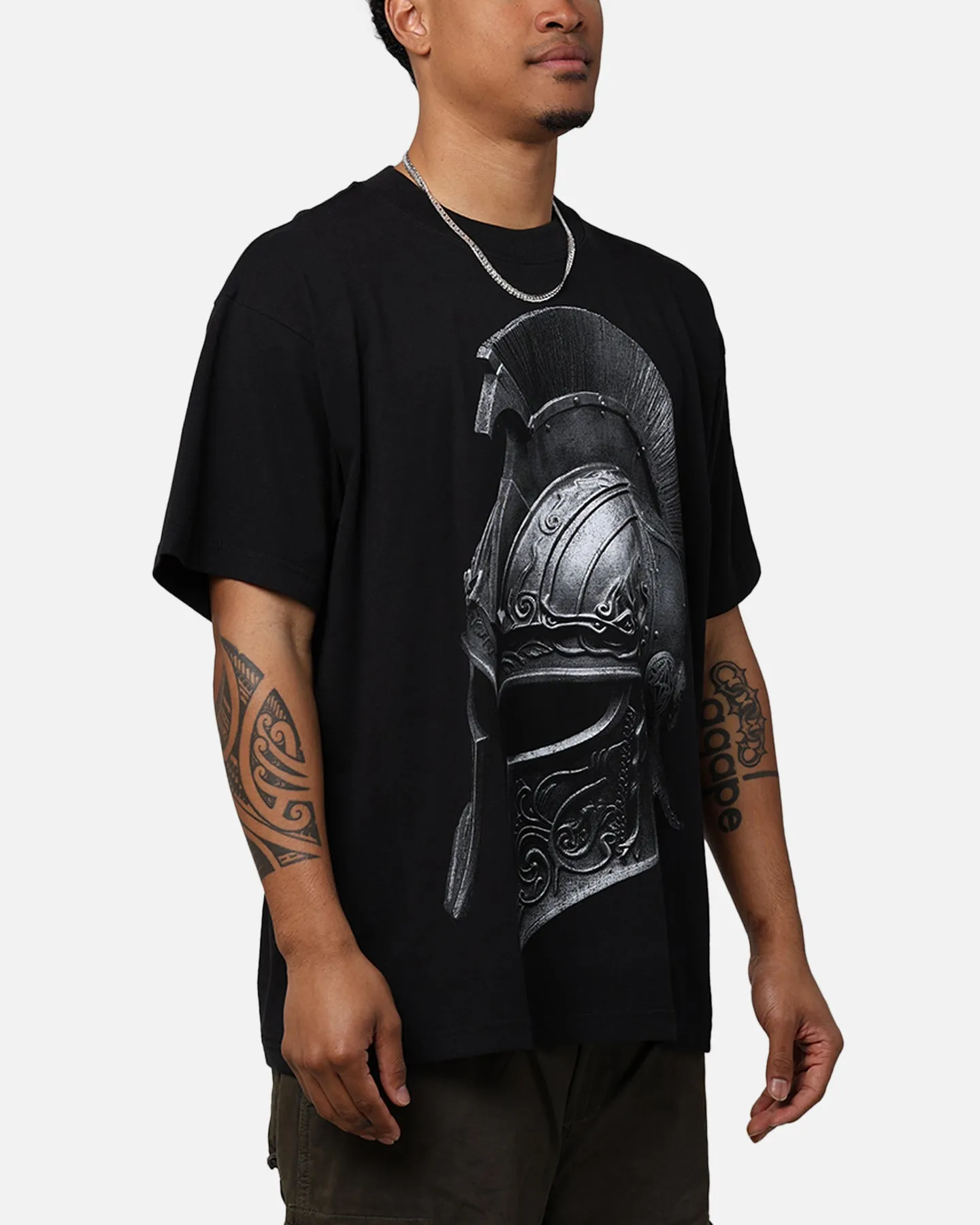 Layered Hem Design Saint Morta Gladiator T-Shirt Black
