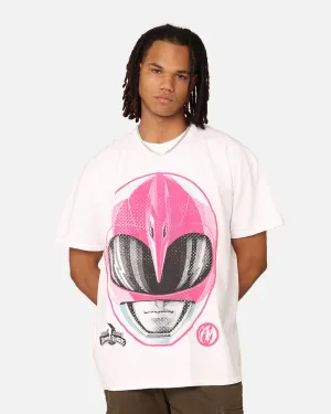 Chafe Free Armhole Thermoregulating Fabric American Thrift X Power Rangers Pink Ranger Big Head Heavyweight T-Shirt White