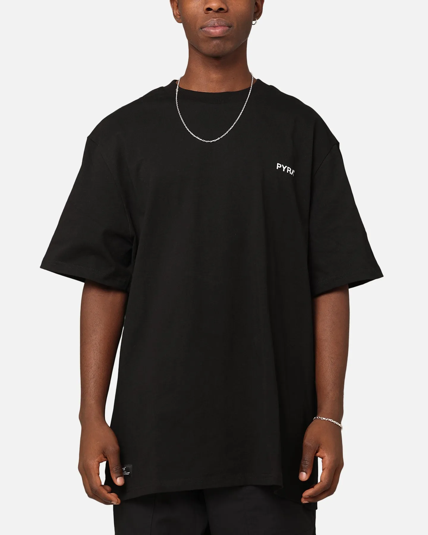 PYRA Core Logo T-Shirt Black/White Drop Shoulder Cut