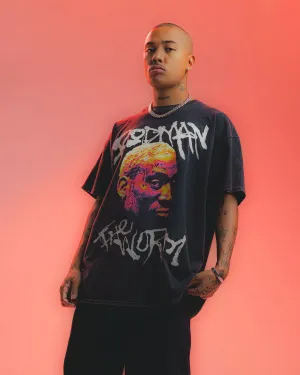 Rodman Brand The Worm Face Tats Vintage T-Shirt Black Wash Layering Options Non Irritating Seams