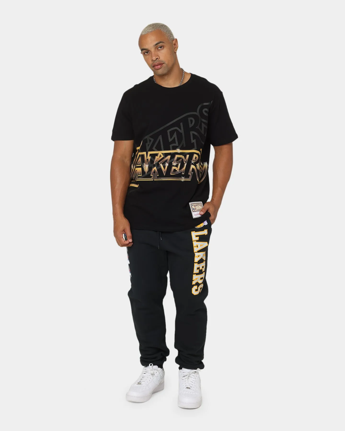 Mitchell & Ness Los Angeles Lakers Big Face 4.0 Short Sleeve T-Shirt Black Simple Fashion