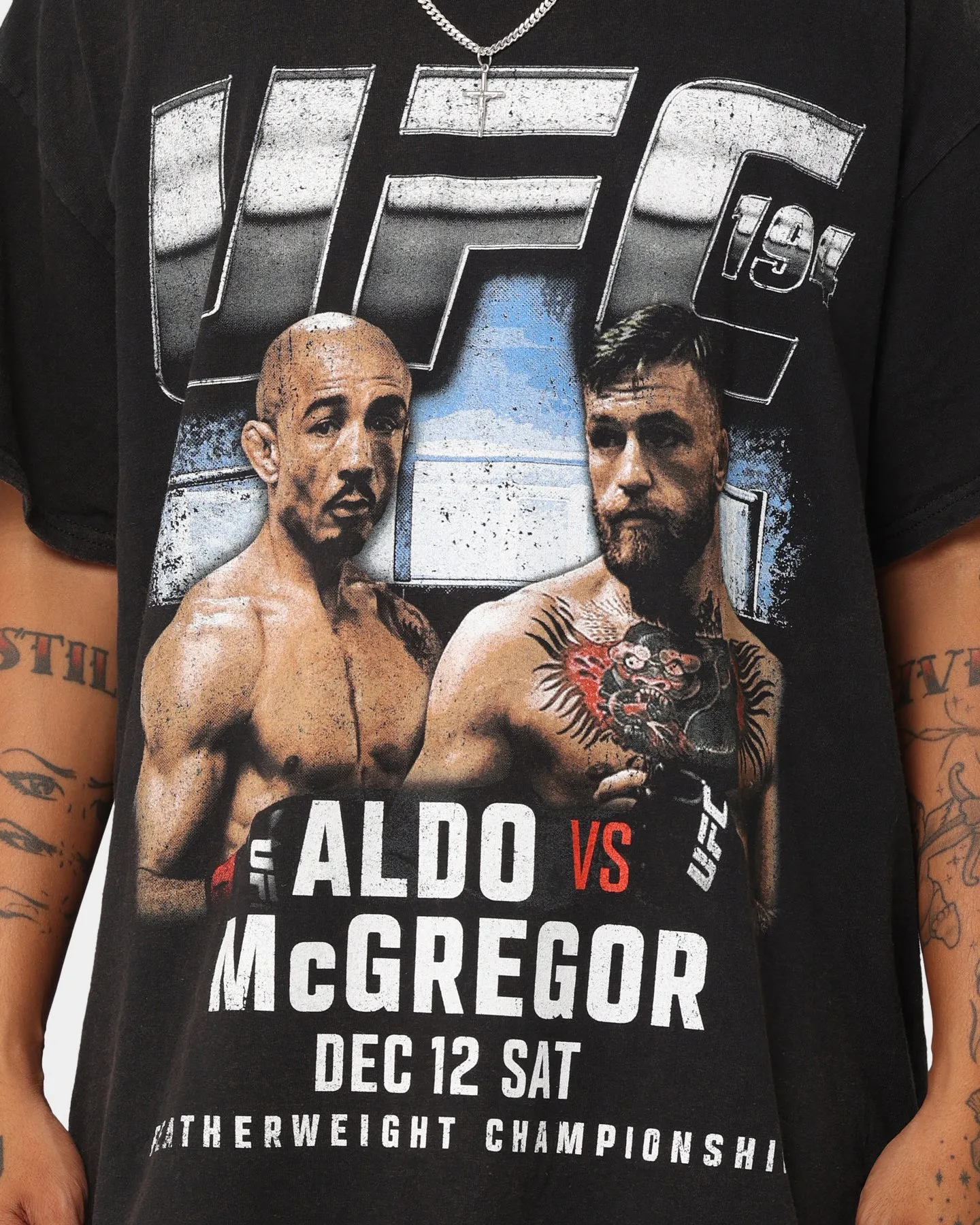 Effortless Daywear Casual Appeal UFC By Goat Crew 194 Card Vintage T-Shirt Black Wash