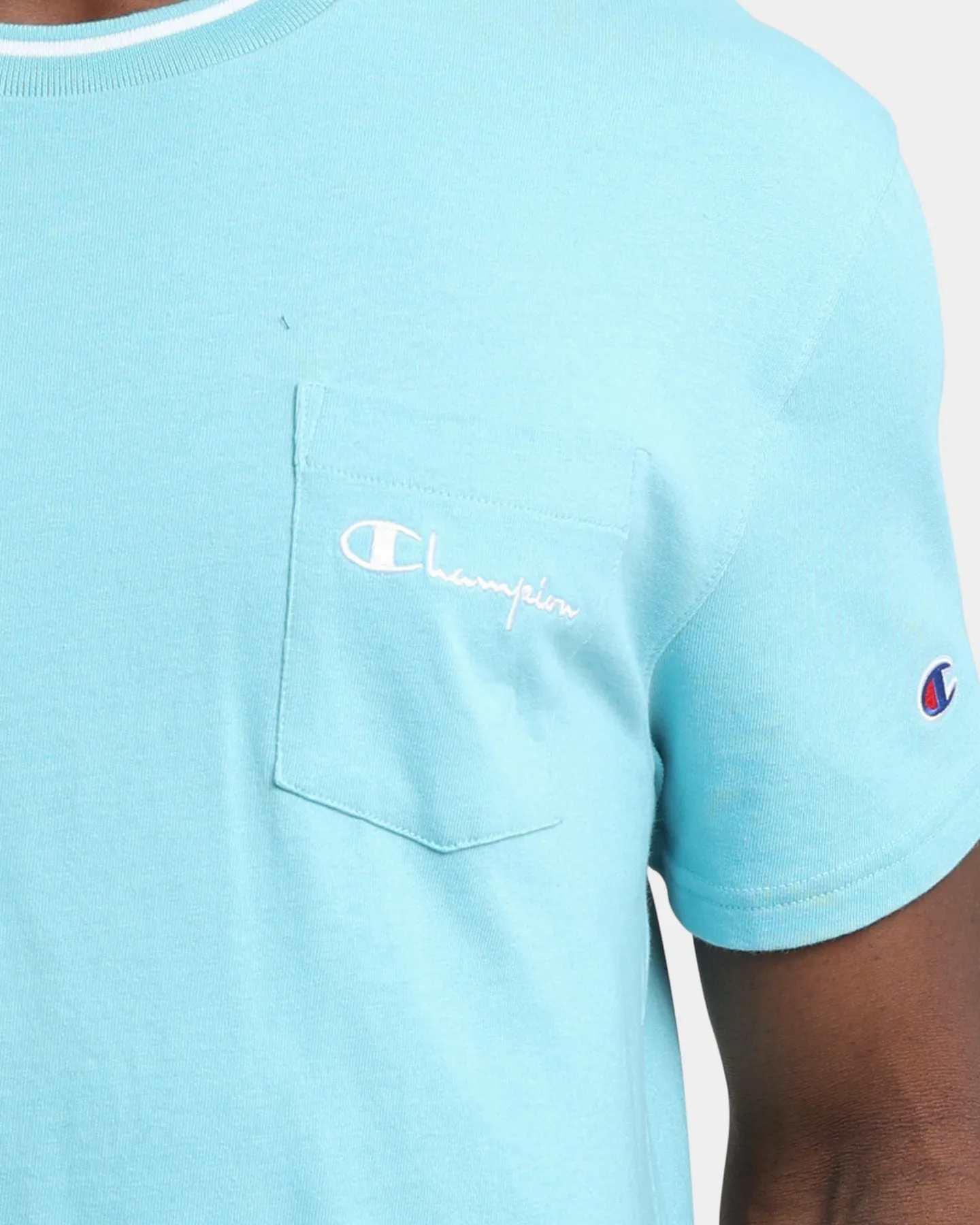 Champion HT Tip Chest Pocket T-Shirt Amazing Aqua Casual Style Floral Print