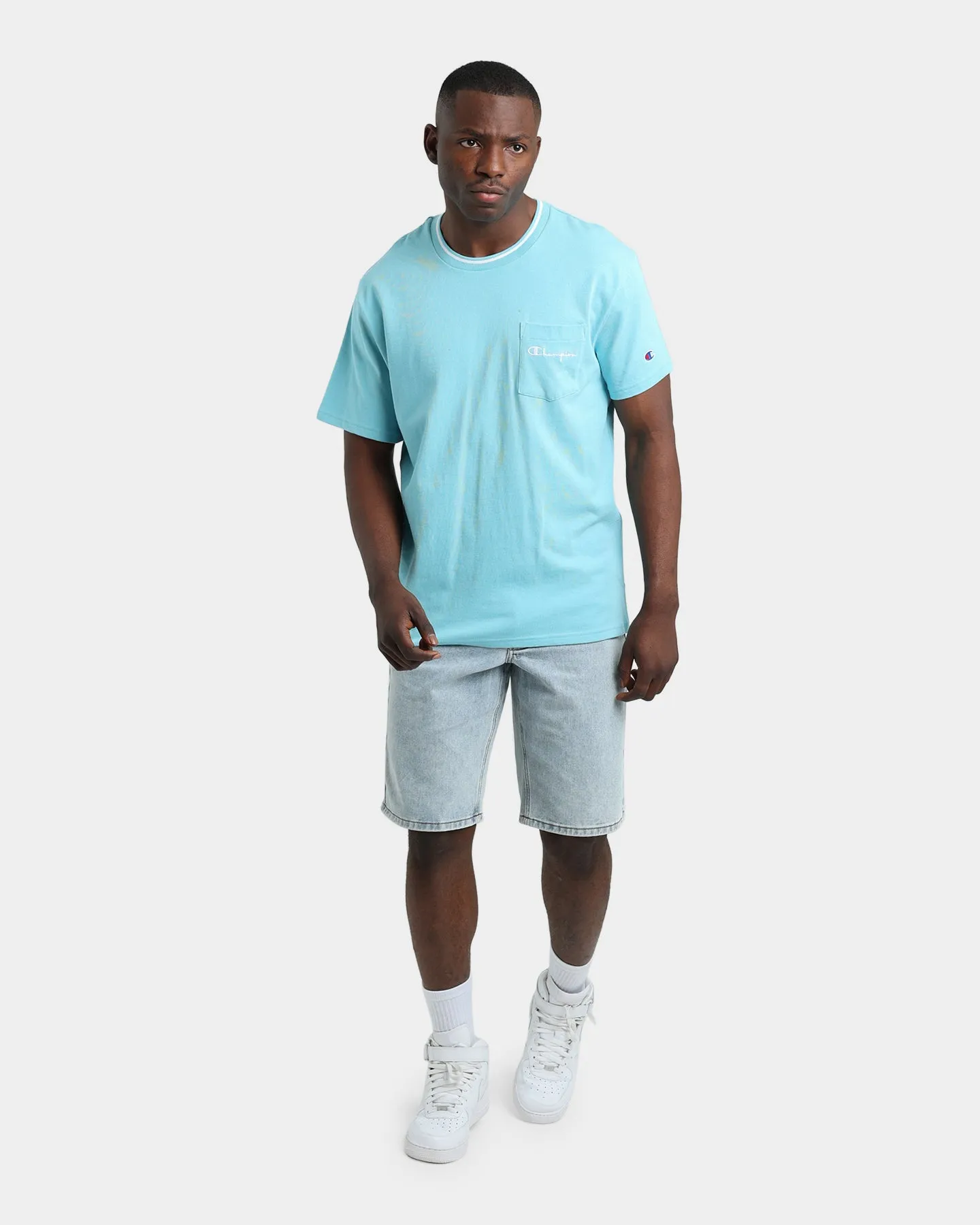 Classic Design Wear Resistant Fabric Champion HT Tip Chest Pocket T-Shirt Amazing Aqua