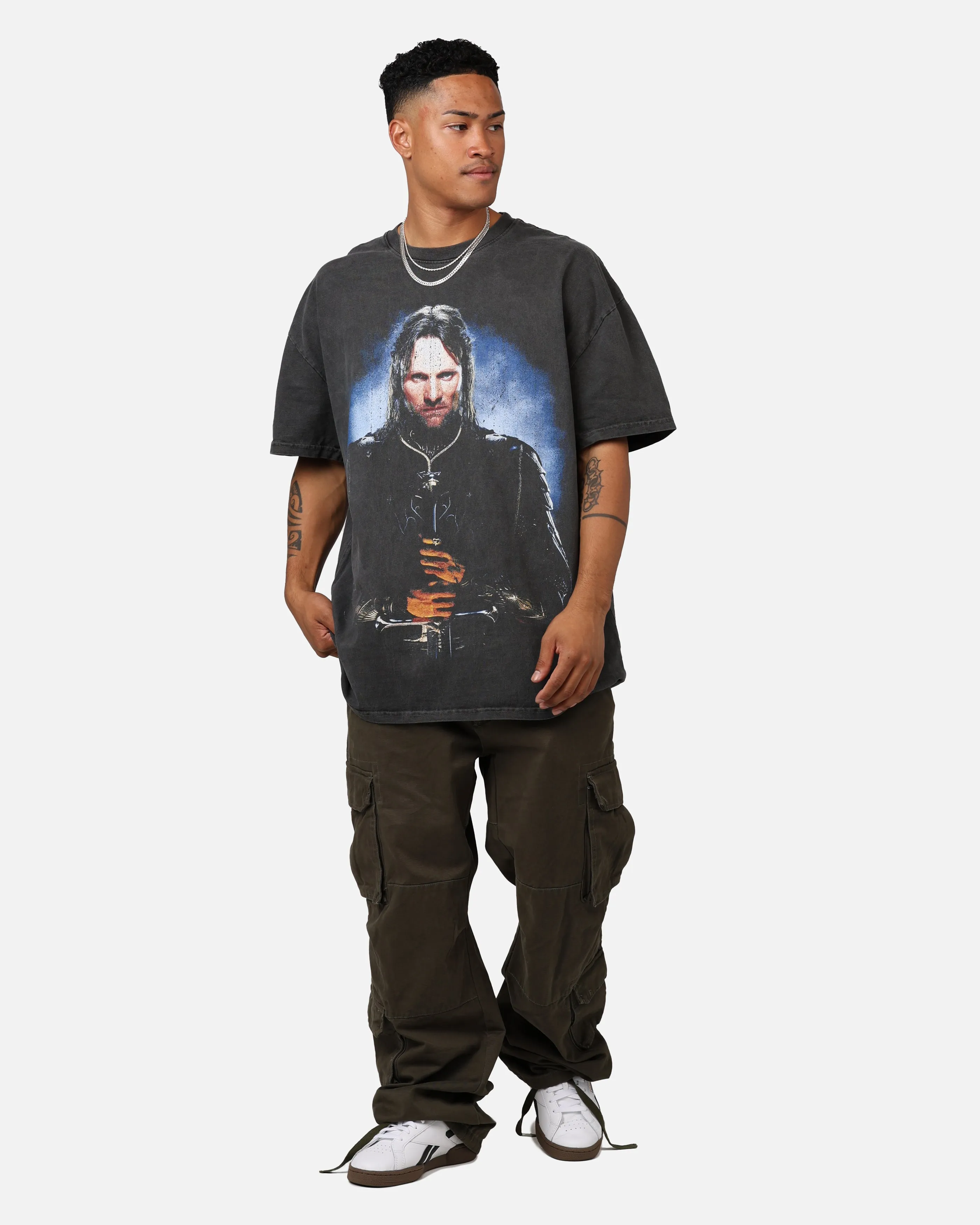 Soft Touch Cozy Comfort American Thrift X The Lord Of The Rings Aragorn Heavyweight Vintage T-Shirt Black Wash