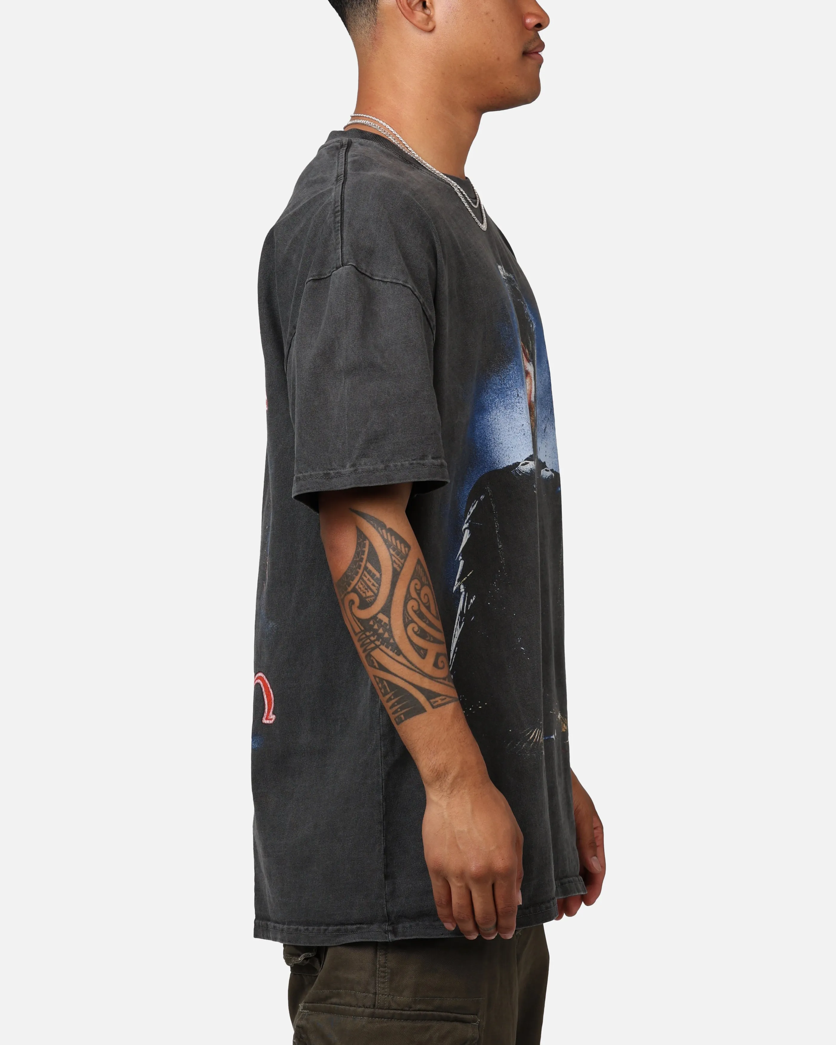 American Thrift X The Lord Of The Rings Aragorn Heavyweight Vintage T-Shirt Black Wash Abstract print
