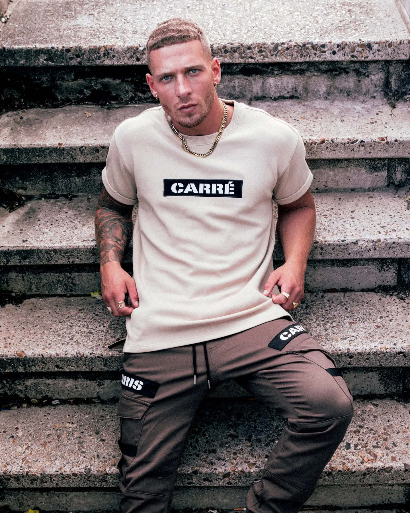 Carr?? Militant Short Sleeve T-Shirt Stone Fashion Ready Flexible Collar