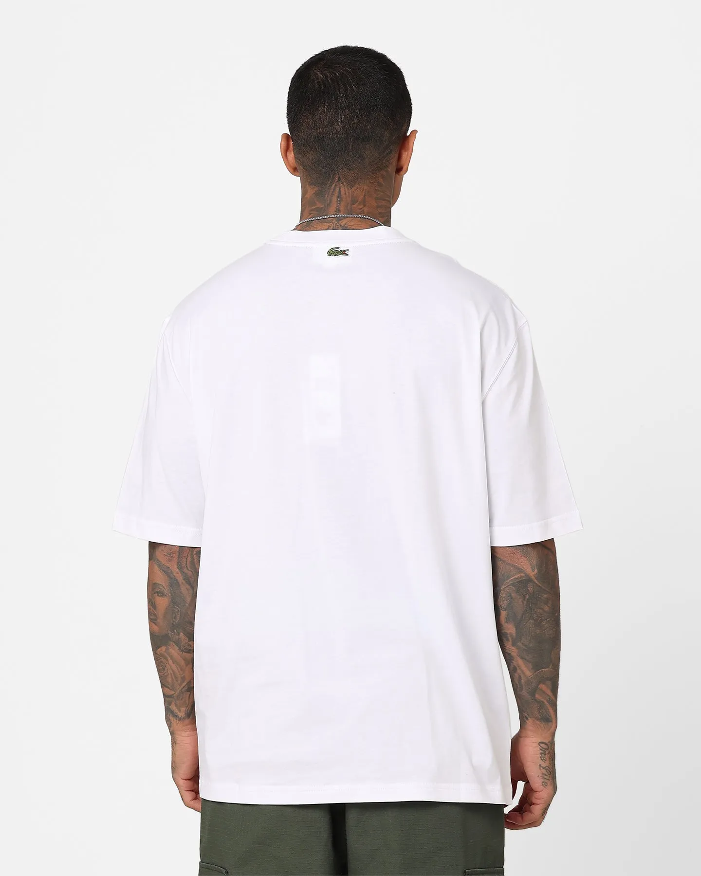 Seam Free Back Lacoste Big Croc Loose Fit T-Shirt White