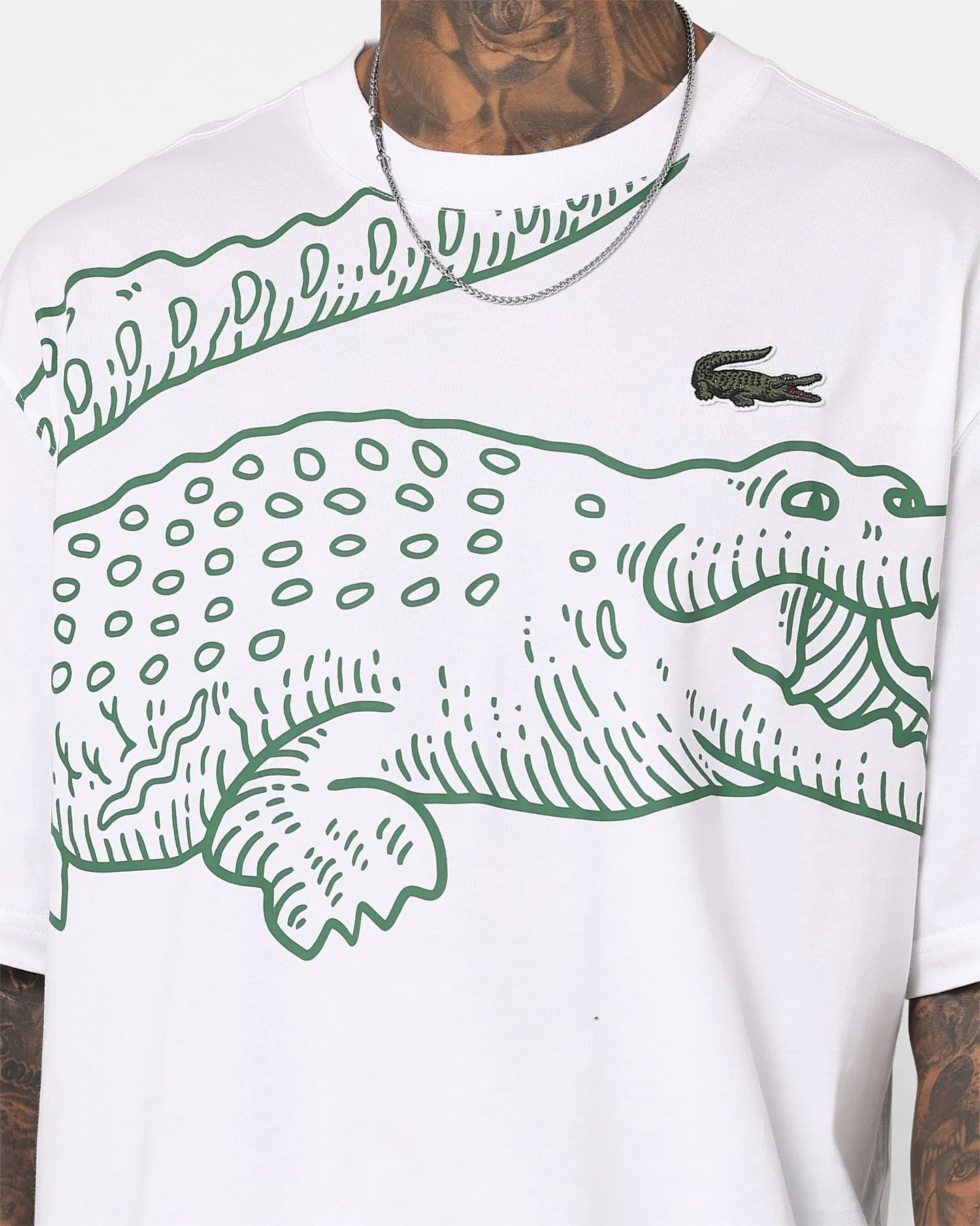 Lacoste Big Croc Loose Fit T-Shirt White Fashion-Forward Fit