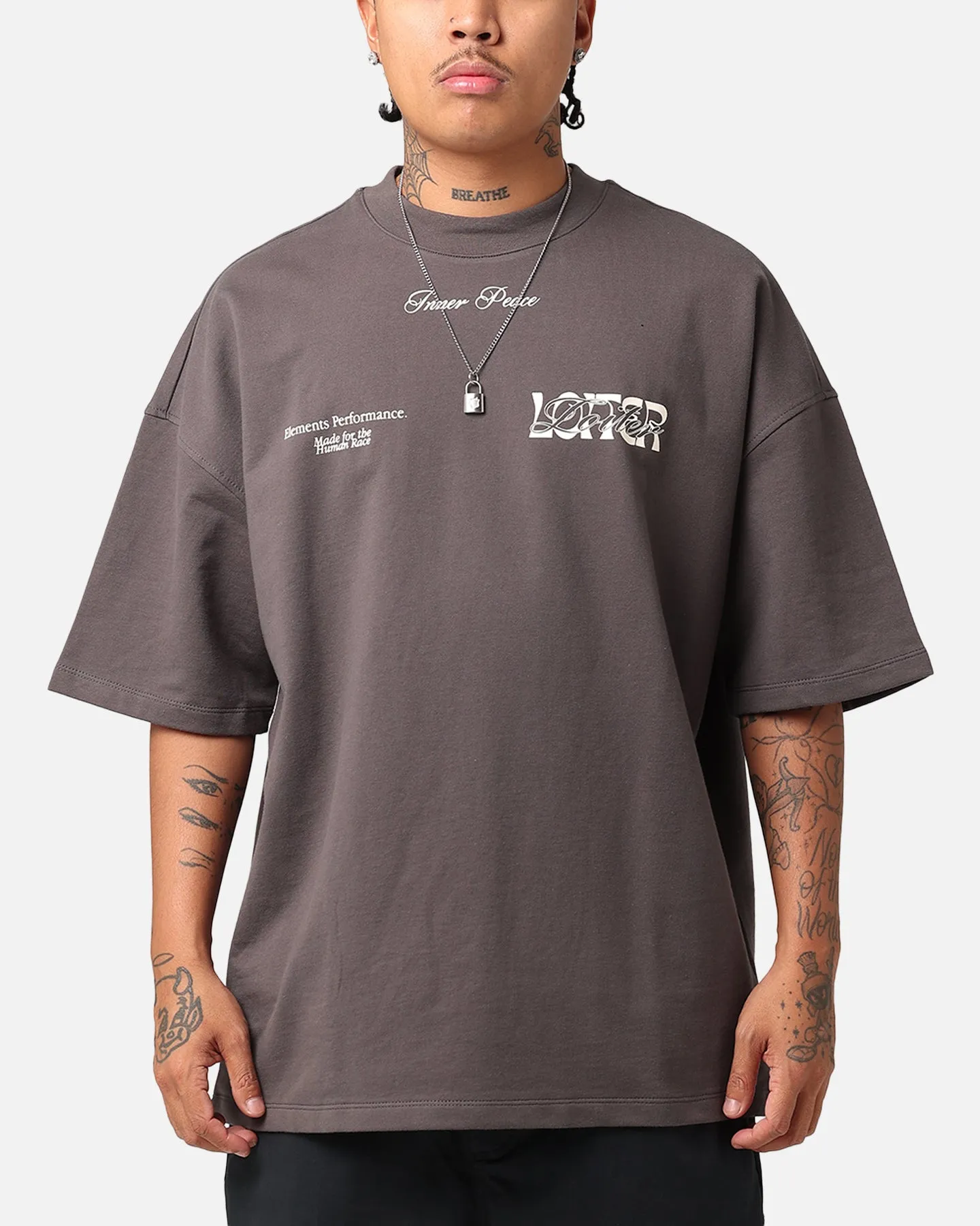 Fresh Outfit Style Abstract print Loiter Art Studio Premium T-Shirt Grey